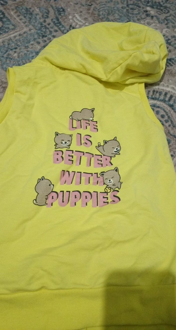 Sarı Kapüşonlu Fermuarlı  Çocuk Yeleği - Görsel 2