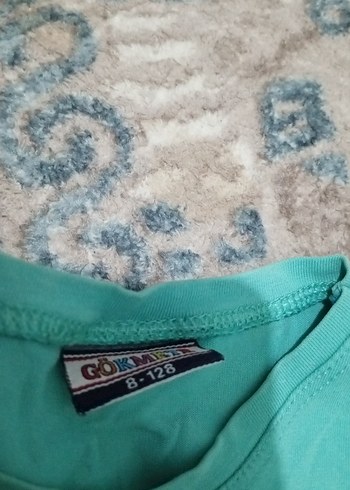 Kız Çocuk Turkuaz Parlak Yıldız Baskılı Tişört - Görsel 3