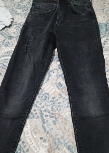 Gri Bol Kesim Kadın Midi Kot Pantolon - Görsel 2