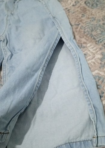 Loose Fit Mini Kot Şort - Görsel 3