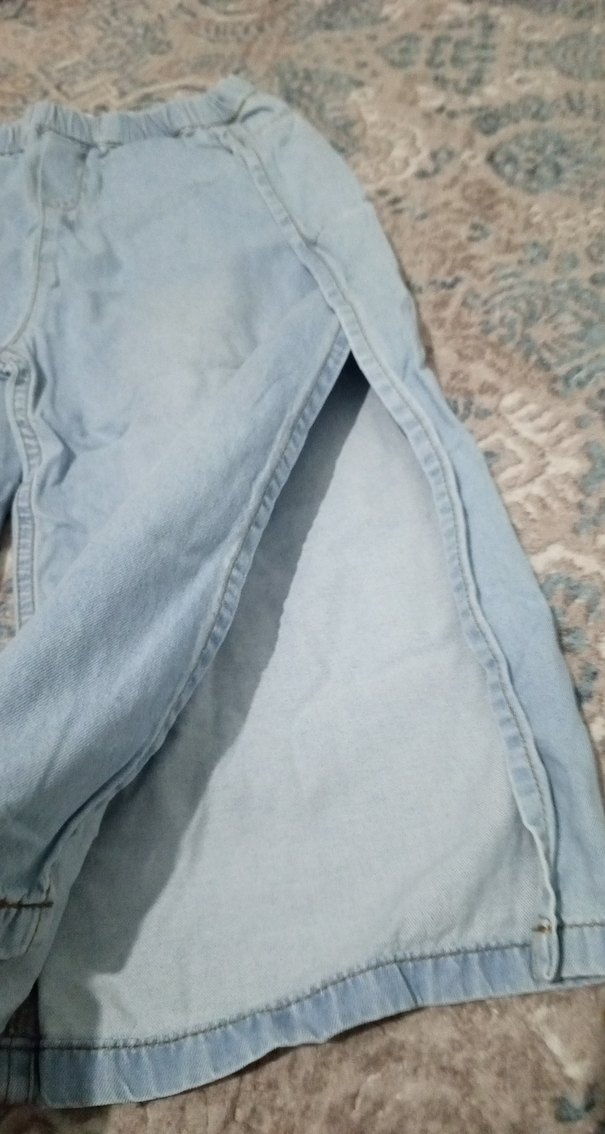 Loose Fit Mini Kot Şort - Görsel 3