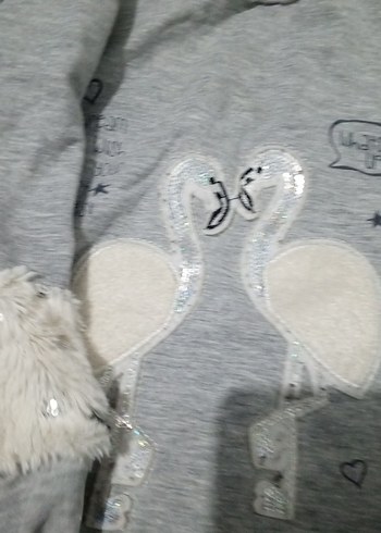 Nakışlı Gri Kız Sweatshirt - Görsel 2