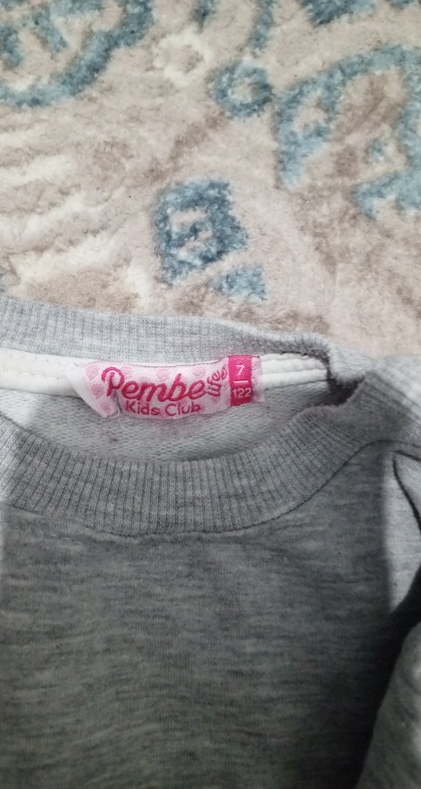 Nakışlı Gri Kız Sweatshirt - Görsel 4