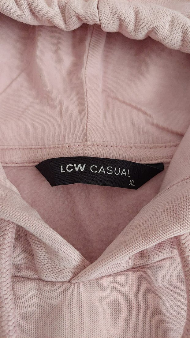 Pembe Kapüşonlu Salaş Sweatshirt - Görsel 3