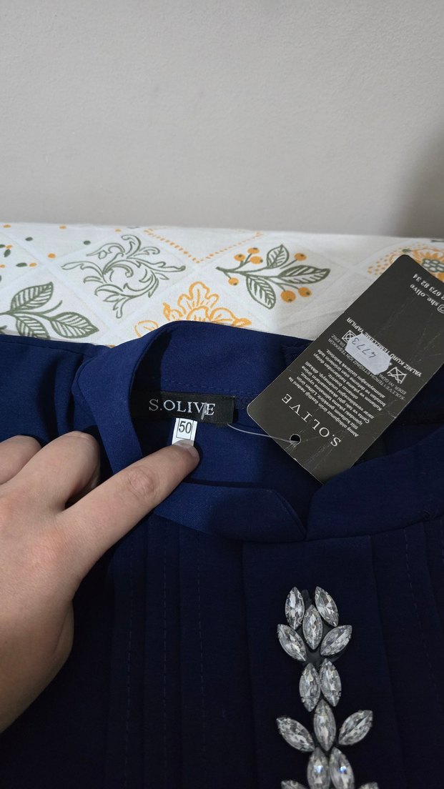 Lacivert Piliseli Uzun Kollu Kadın Tunik Takım - Görsel 3