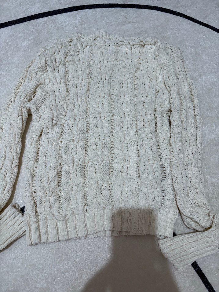 Kadın Beyaz Örgü Triko Kazak - Görsel 3