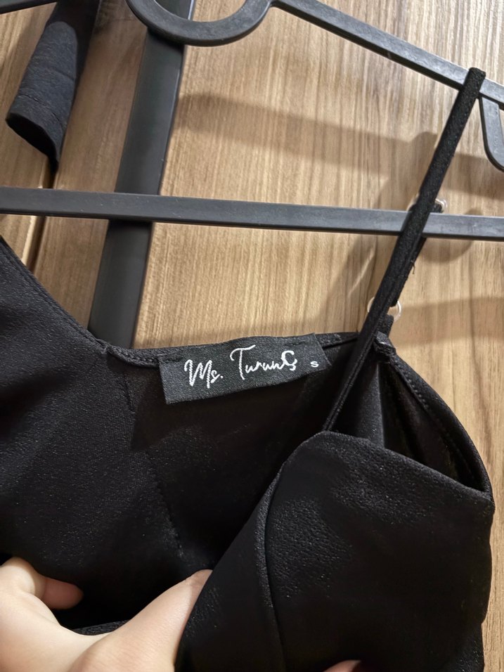 Asimetrik Drapeli Siyah Mini Büstiyer - Görsel 2