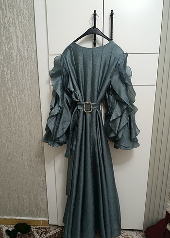 Mor Drapeli Uzun Abiye Elbise - Görsel 4