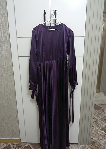 Mor Drapeli Uzun Abiye Elbise - Görsel 2
