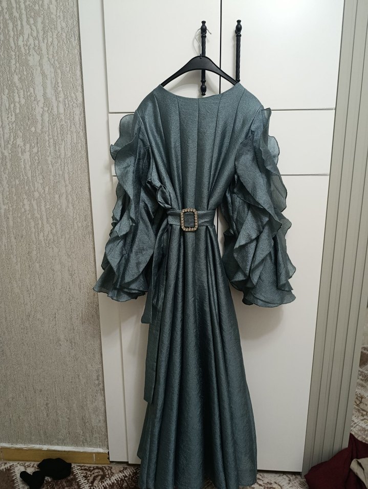 Mor Drapeli Uzun Abiye Elbise - Görsel 4