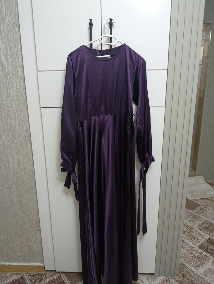 Mor Drapeli Uzun Abiye Elbise - Görsel 2