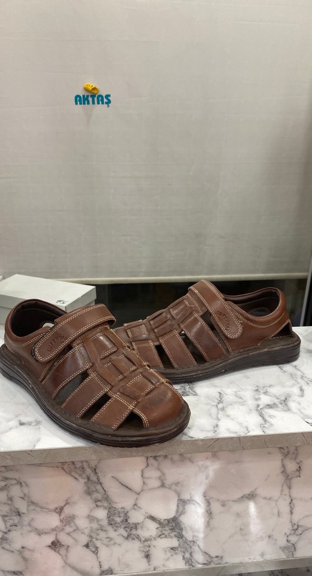 Kahverengi Deri Erkek Sandalet - Görsel 2