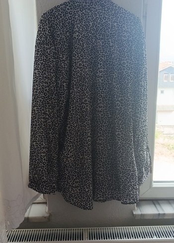 Zara Gri Leopar Desenli Uzun Kollu Kadın Gömlek