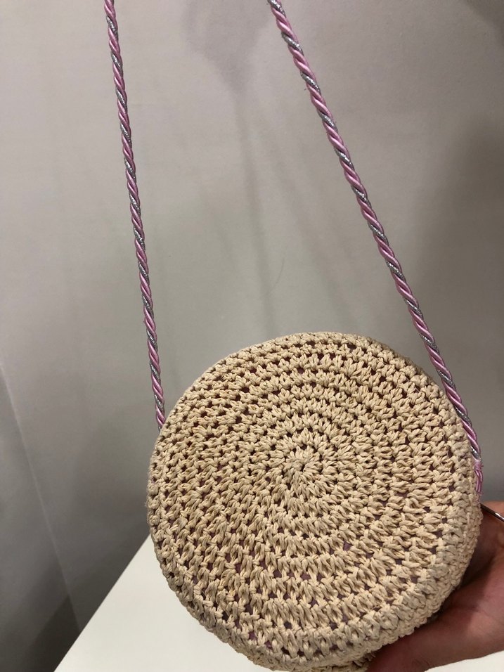 Bej Kedi Figürlü Örgü Çanta - Görsel 2