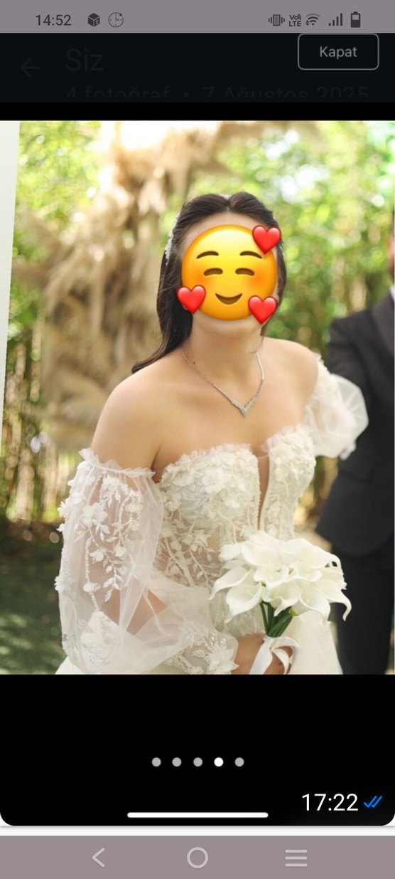 Straplez Uzun Kollu Prenses Gelinlik - Görsel 3