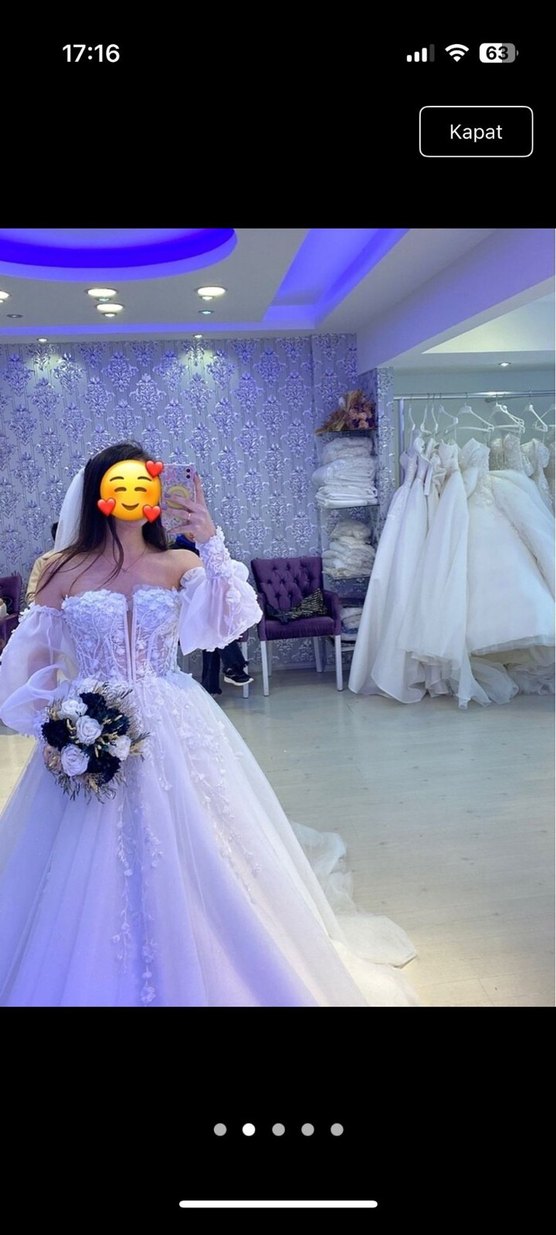 Straplez Uzun Kollu Prenses Gelinlik - Görsel 2