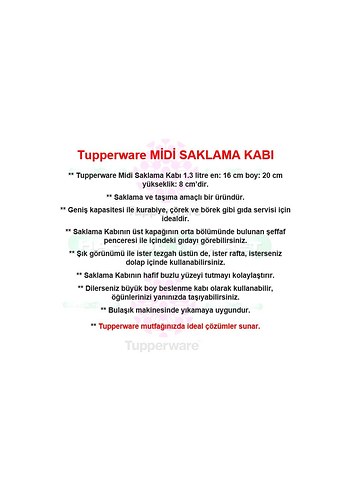 Beden pembe Renk Tupperware Midi Saklama Kabı F20