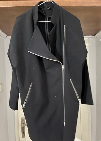Siyah Midi Boy Fermuarlı Ceket - Görsel 2