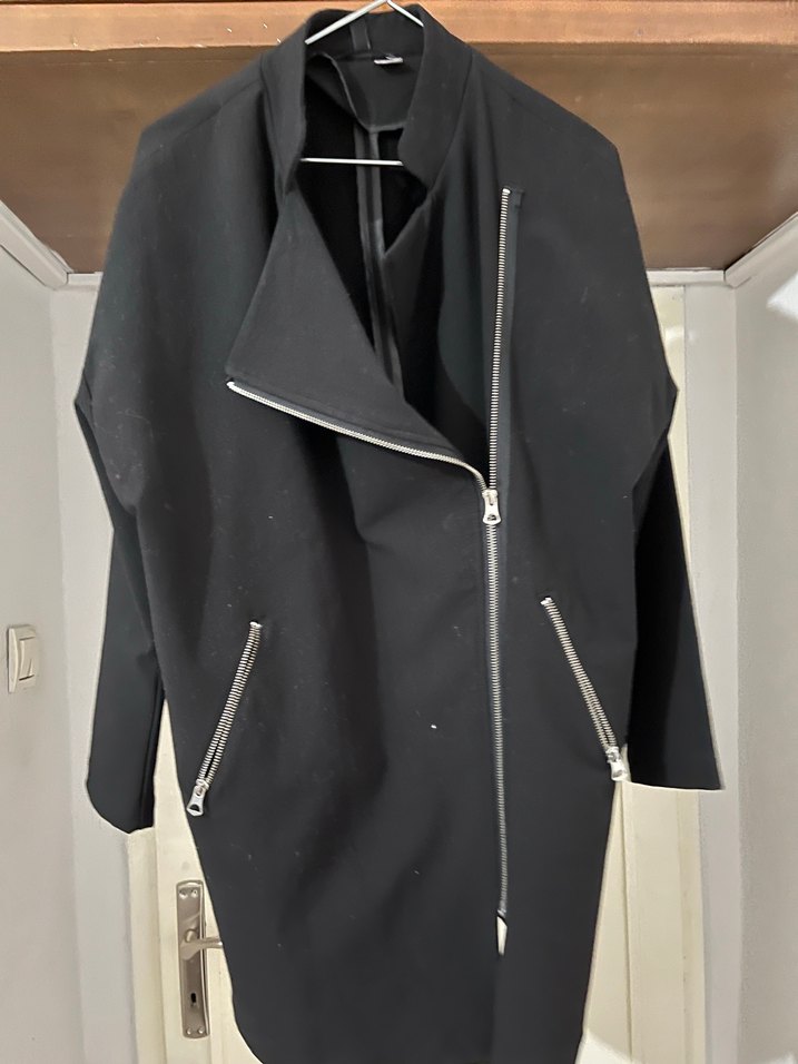 Siyah Midi Boy Fermuarlı Ceket - Görsel 2