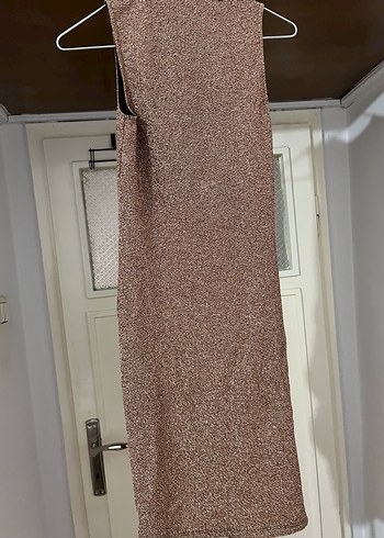 Drapeli Kahverengi Midi Abiye Elbise - Görsel 2