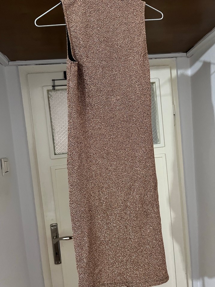 Drapeli Kahverengi Midi Abiye Elbise - Görsel 2