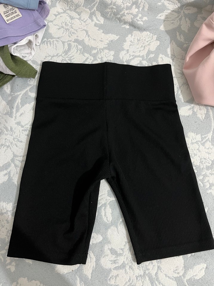 Siyah Elastik Belli Biker Şort - Görsel 2