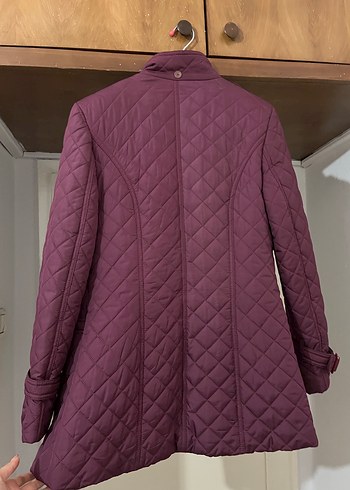 Bordo Düğmeli Kadın Mont - Görsel 4