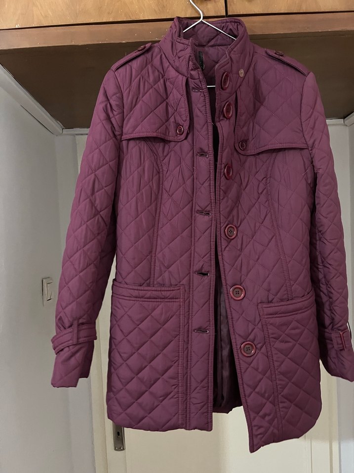 Bordo Düğmeli Kadın Mont - Görsel 2