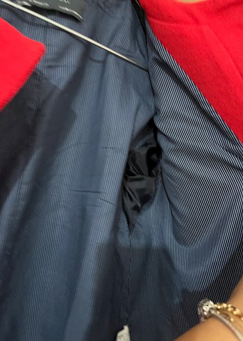 Düğmeli Kırmızı Midi Kadın Kaban - Görsel 3