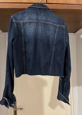 Düğmeli Kadın Mavi Kot Ceket - Görsel 2