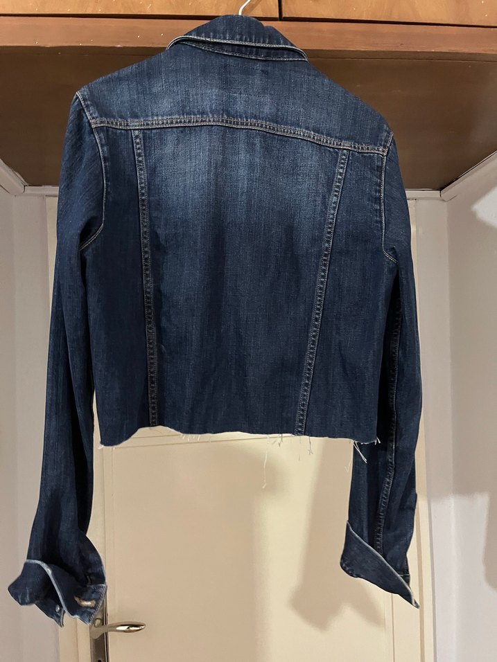 Düğmeli Kadın Mavi Kot Ceket - Görsel 2