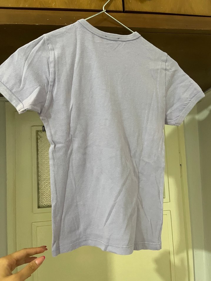 Kadın Lila Baskılı Pamuklu Tişört - Görsel 2