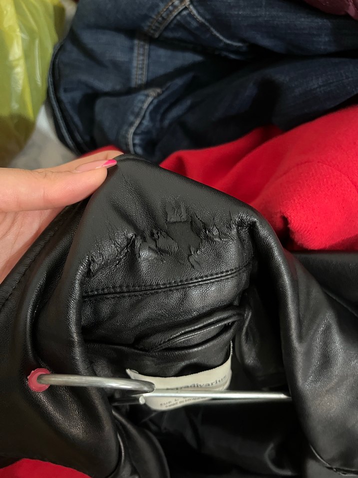 Kadın Siyah Deri Biker Ceket - Görsel 4