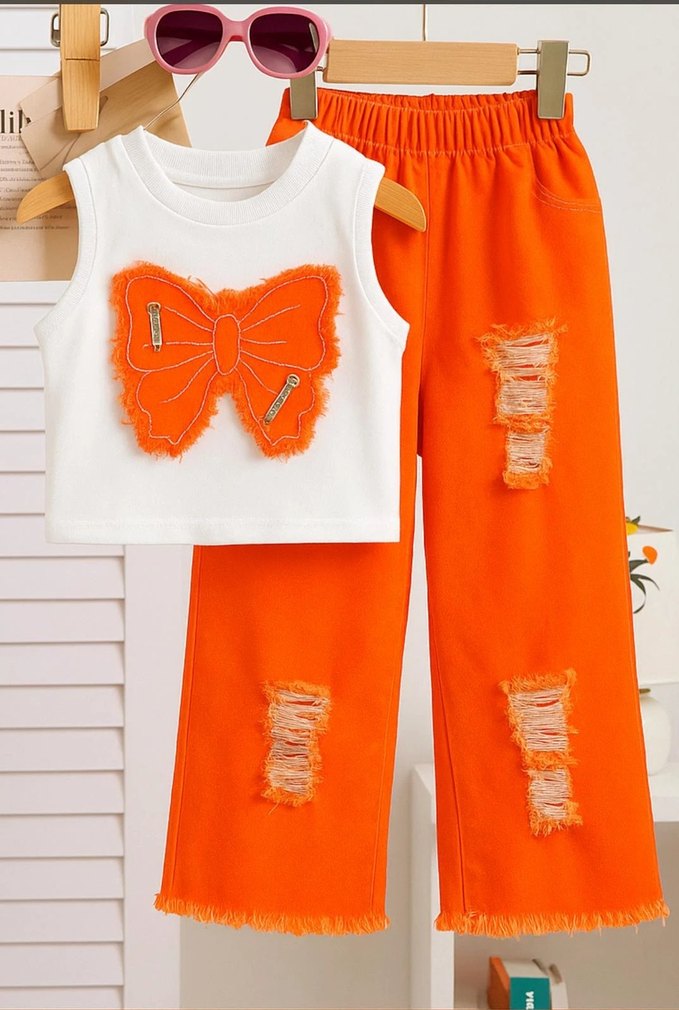 Kız Çocuk Kelebekli Tişört Pantolon 2 Li Takım - Görsel 2