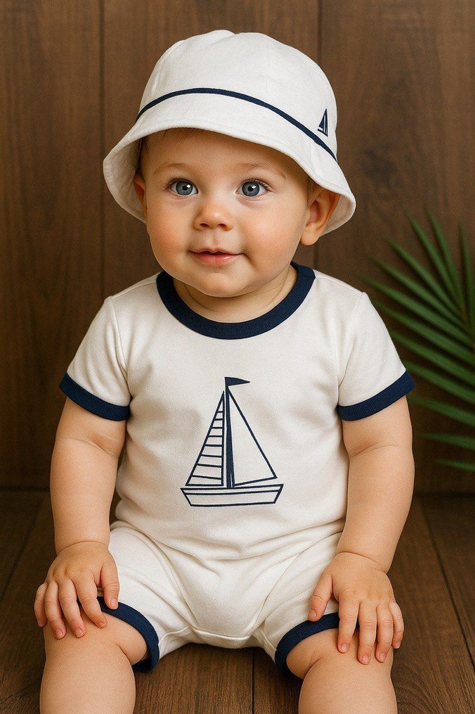 Bebek Erkek Kısa Kollu Pamuklu 2li set Tulum - Görsel 2