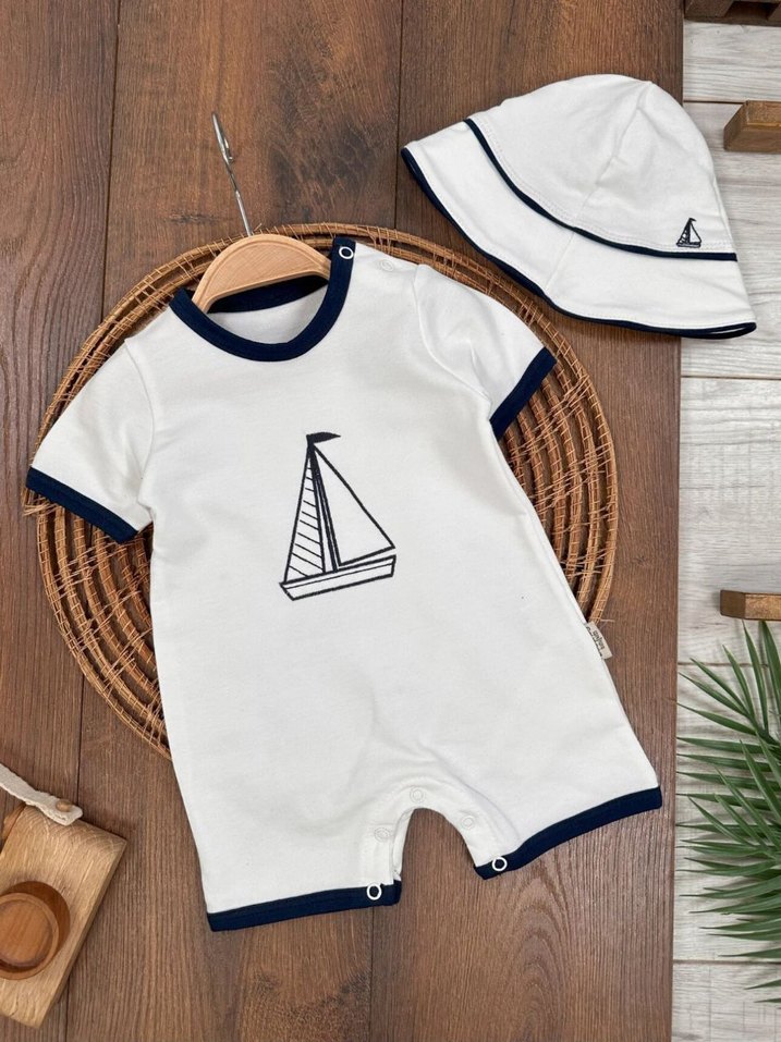 Bebek Erkek Kısa Kollu Pamuklu 2li set Tulum - Görsel 4