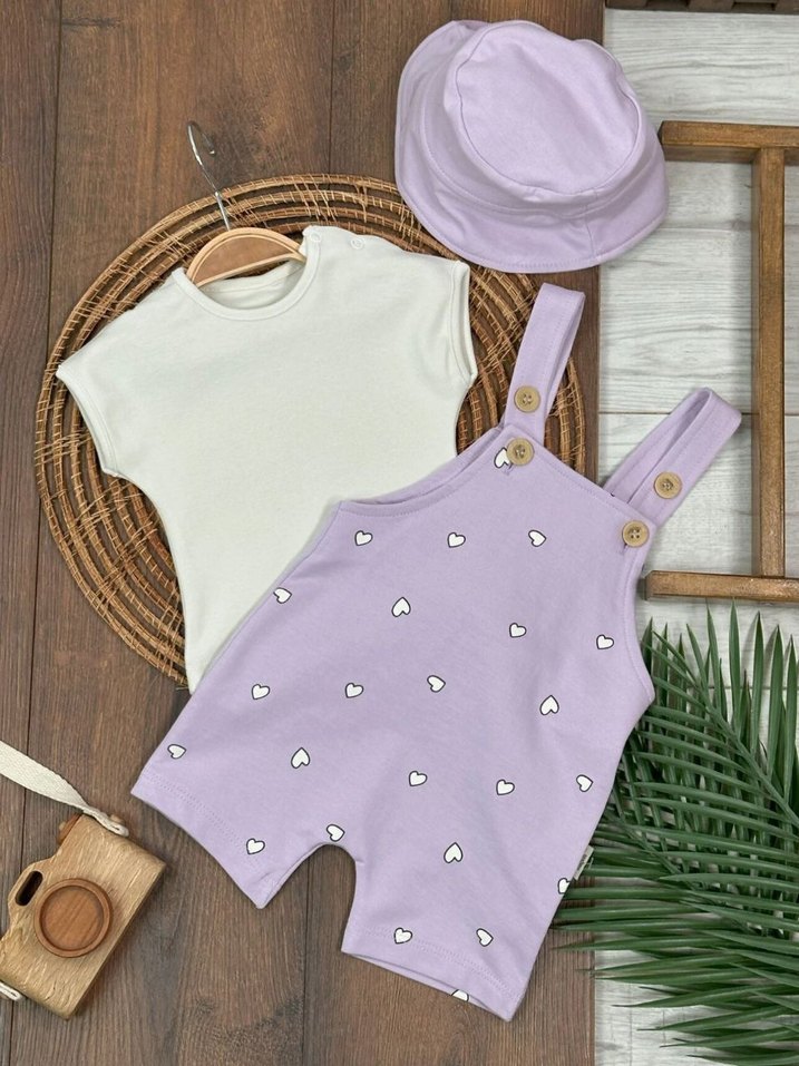 Düğmeli Desenli Bebek Kız Tulum - Görsel 3