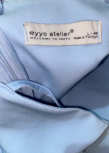 l Beden Mavi Uzun Askılı Elbise Fiyonk Detaylı