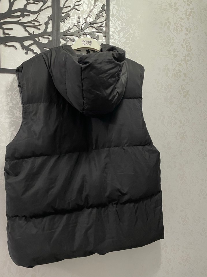 Kadın Siyah Fermuarlı Midi Yelek - Görsel 2