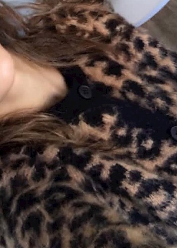 Kahverengi Leopar Desenli Kadın Hırka