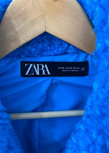xs Beden mavi Renk Zara Mavi Peluş Kürk