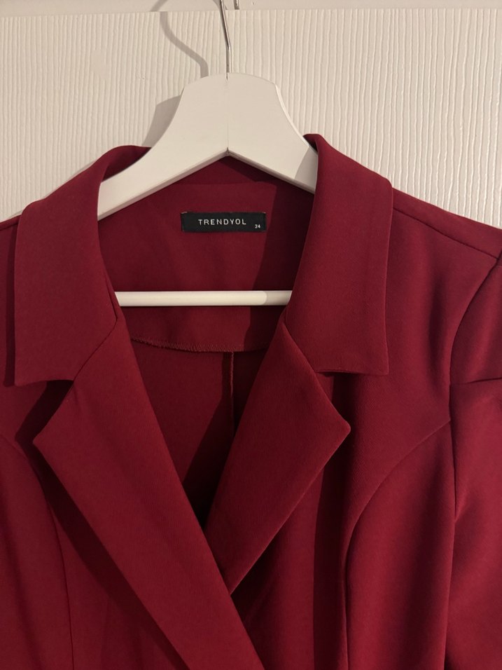 Trendyol Bordo ceket elbise - Görsel 4