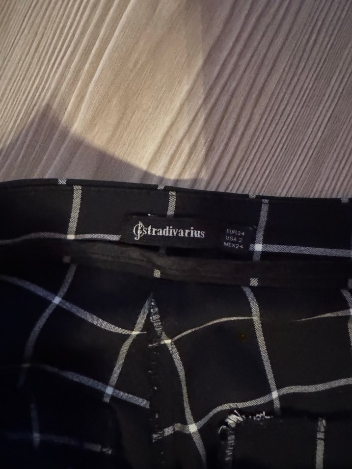 Kadın Siyah Kareli Kumaş Pantolon - Görsel 2