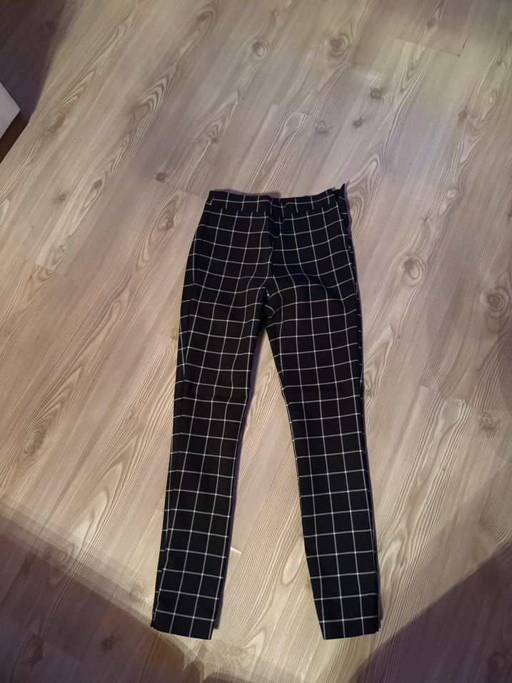 Kadın Siyah Kareli Kumaş Pantolon - Görsel 3