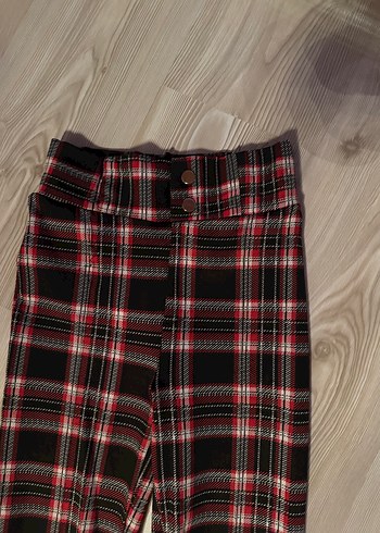 Kadın Çok Renkli Kareli Kumaş Pantolon - Görsel 2