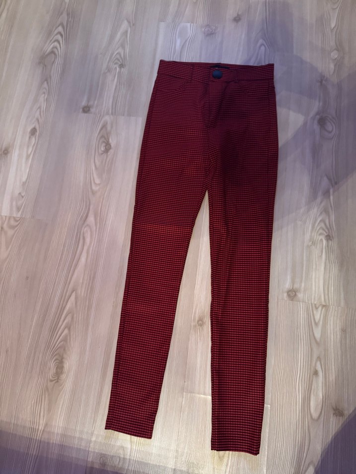 Bordo Düğmeli Kadın Kumaş Pantolon - Görsel 2