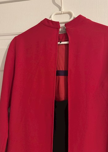 Fuşya Yüksek Yakalı Midi Kadın elbise - Görsel 3