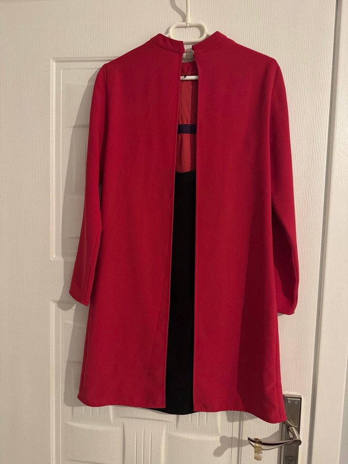 Fuşya Yüksek Yakalı Midi Kadın elbise - Görsel 2