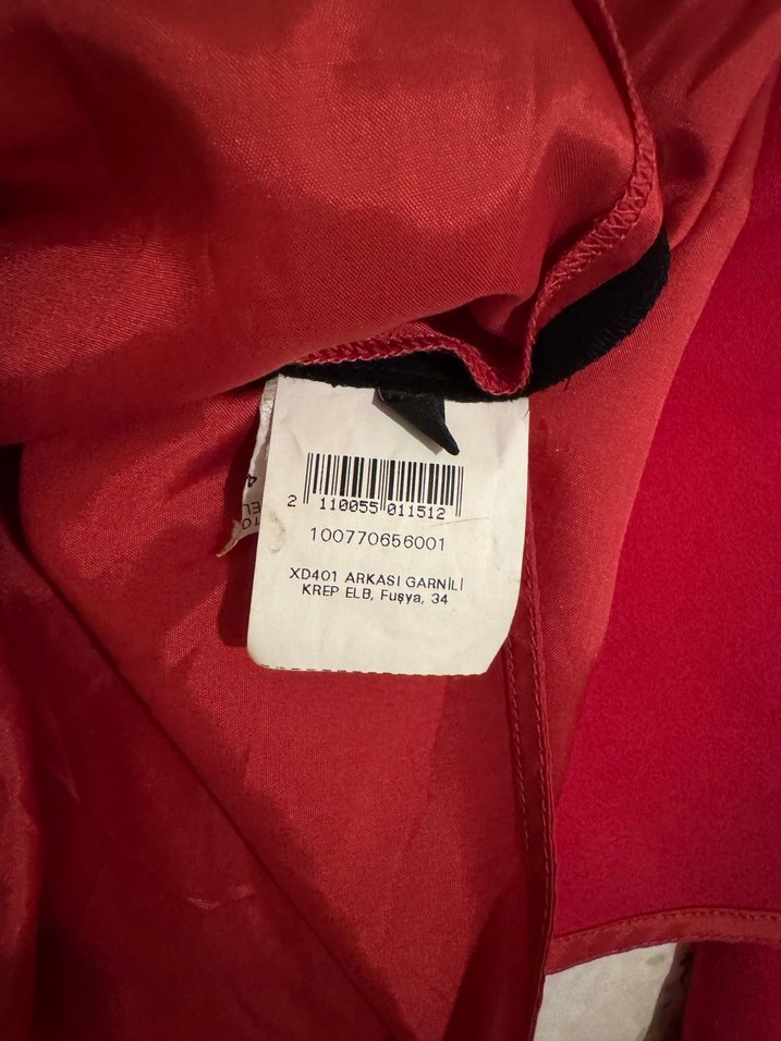 Fuşya Yüksek Yakalı Midi Kadın elbise - Görsel 5