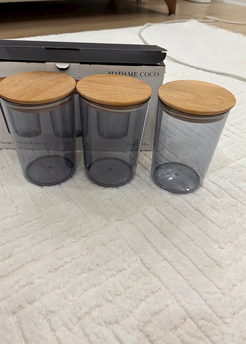 Madame Coco 3'lü Ahşap Kapaklı Saklama Kabı Seti - Görsel 3